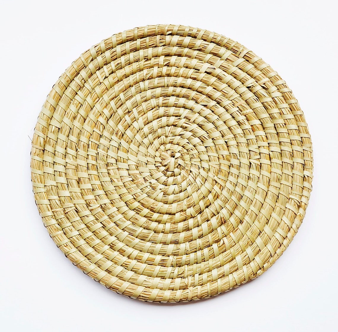 Round Straw Placemat 35 Cm 14 Inches Diameter Large Braided Etsy