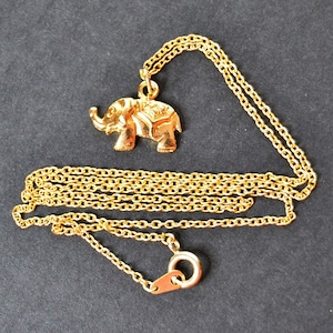 gold elephant pendant, vintage pendant, lucky elephant, gold pendant, friend gift, vintage gold elephant, women gift