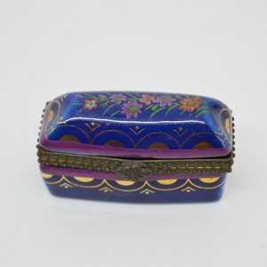 mini porcelain box, porcelain pill box, vintage pill box, porcelain collection, box collection, dark blue box, women&#39;s gift