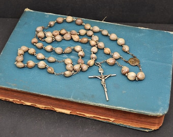 vintage rosario de cuentas de semillas de lagrimas,antiguo rosario,collar religioso,cuentas de semillas organicos,regalo religioso,Joyería
