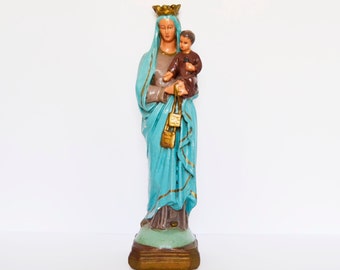 estatuas religiosa vintage,estatua antigua virgen con el niño,virgen con el niño,decoracion religiosa,