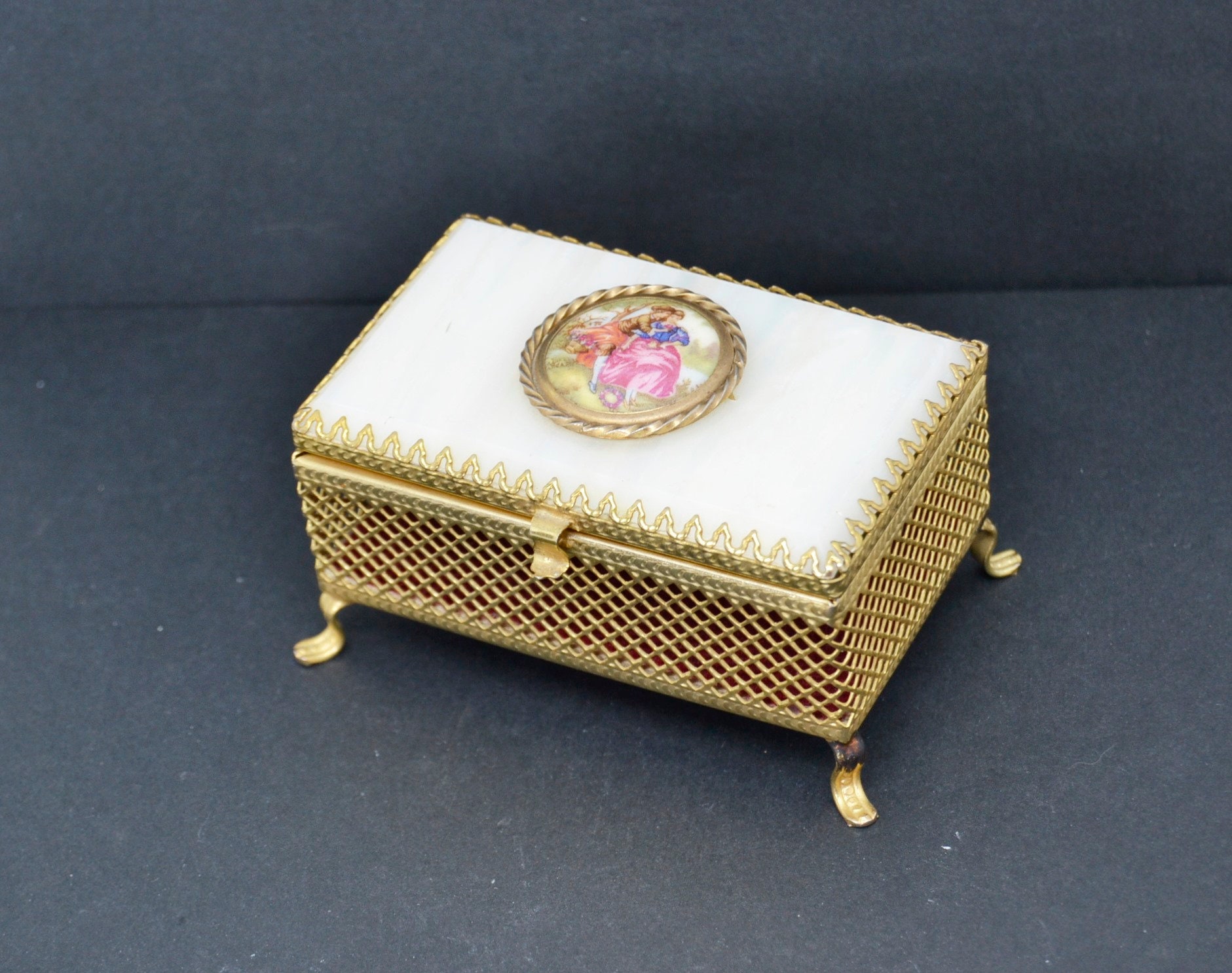 Fragonard Gold Jewelry Box, Jewelry Box, Cameo Box, Gold Jewelry