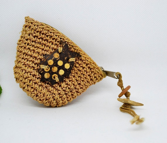 natural purse, owl purse, crochet purse, eco purs… - image 1