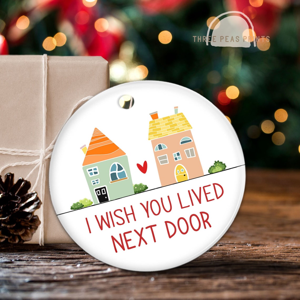 Best Friend Gift Bestie Ornament I Wish You Lived Next Door image 1