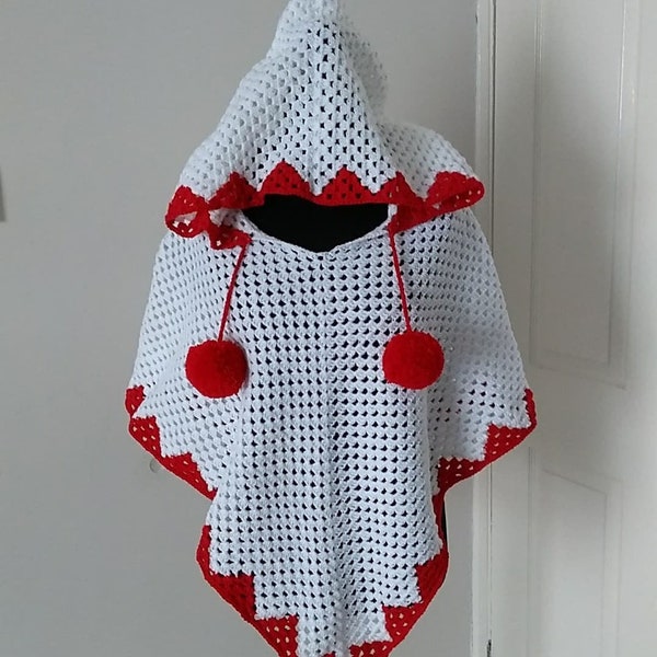 Crocheted Final Fantasy White Mage Poncho with hood