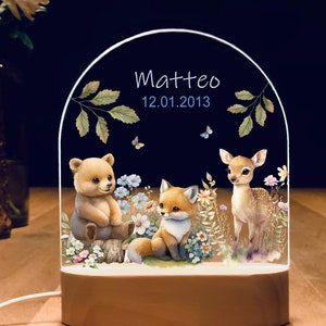 Night light personalized FOREST | Baby gift birth | Night light baby | Rainbow night lamp | Birth gift, baby