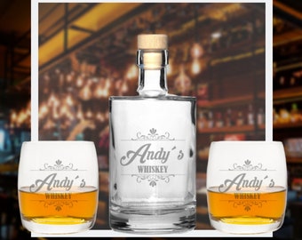 Whiskyflasche Mit Hund Design - 300ml Glas Karaffe Für Spirituosen & Sammler