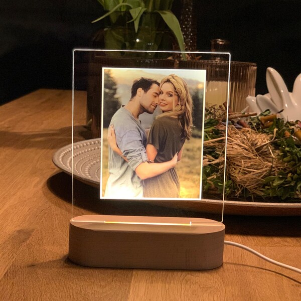 Fotogeschenk, Personalisiertes Geschenk, Muttertag, Nachtlicht Foto, Lampe personalisiert, Glasfoto, Geschenk Freundin, Paar, Hochzeit