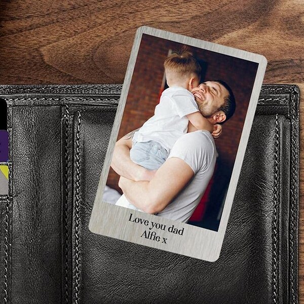 Portemonnaie-Fotokarte, personalisiertes Papa-Geschenk, Fotokarte aus Metall, Polaroid-Stil Valentinstag Geschenk
