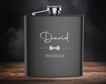 Hip flask best man personalized matt black with engraving of the name best man gift