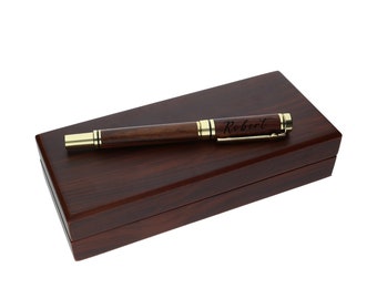 Stylo à bille en bois de luxe | avec gravure | stylo de gravure de nom personnalisé gravé | Cadeau pour anniversaire, Noël