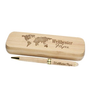 wooden ballpoint pen with engraving &quot;World&#39;s Best Dad&quot;