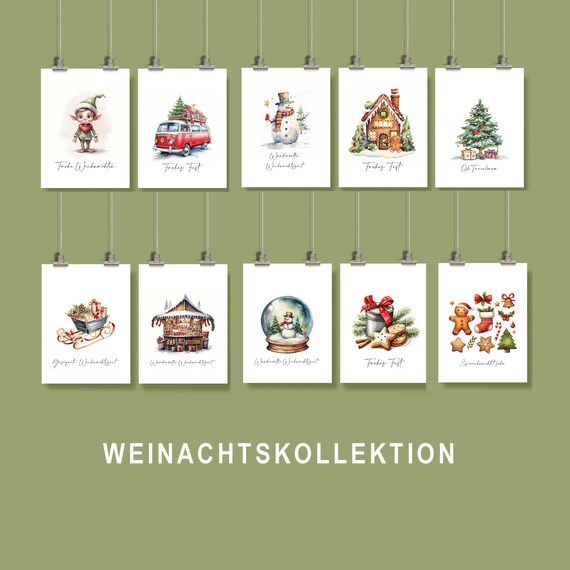 12 Set Cartes De Vœux De Noël, Carte Joyeux Noel Avec Enveloppes Et Autocollants, Noël Vacances