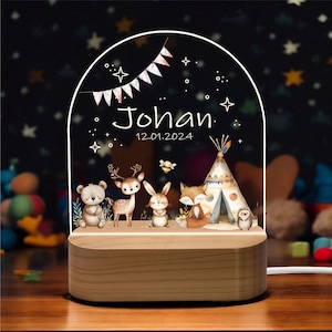 Night light personalized Woodies | Baby gift birth | Night light baby | Rainbow night lamp | Birth gift, baby