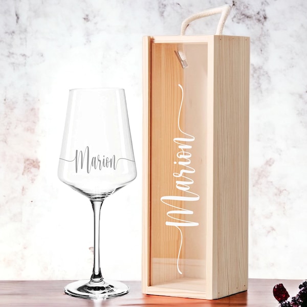 Weinglas personalisiert mit Gravur | Geschenkidee  zum Geburtstag - Weihnachten optional mit Holzbox