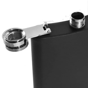 Flask personalized matt black with engraving of name and deer motif image 4