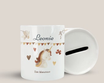 Money box with name personalized motif unicorn for girls boys money box money gift Christmas birth birthday