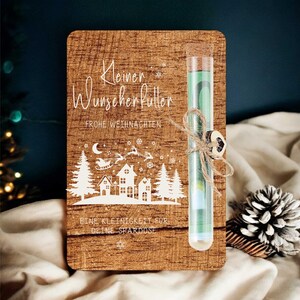 Geldgeschenk Weihnachten Wunscherfüller  | zum Nikolaus | Weihnachtsgeschenk | Geschenkkarte aus Holz | Geldverpackung