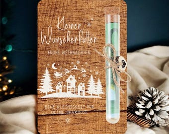 Geldgeschenk Weihnachten Wunscherfüller  | zum Nikolaus | Weihnachtsgeschenk | Geschenkkarte aus Holz | Geldverpackung