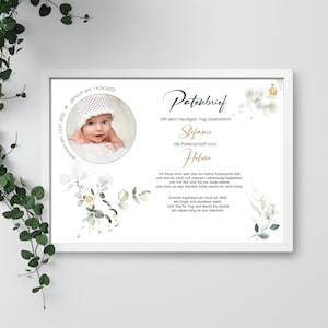 CARTA PADRINO con foto personalizada como regalo para bautizo, padrinos, madrina, padrino, poster, ahijado, carta de bautizo,