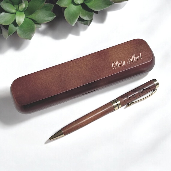 FORYOU24 Holz Kugelschreiber Mit Gravur – Personalisiert Mit Initialen, In Holz-Geschenkbox, Einzigartiges Geschenk