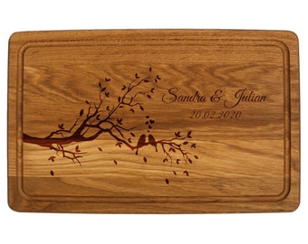 Wood cutting board dark with personalized engraving motif 11 - engraved with your wish names - gift idea for wedding