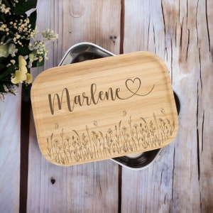 Personalized lunch box, lunch box, children's lunch box, lunch box with bamboo lid, stainless steel lunch box, snack box