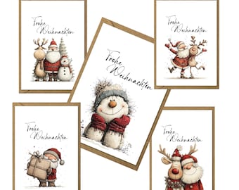 Edle Weihnachtskarten im 5er Set mit Umschlägen - hochwertige Klappkarten zu Weihnachten - Grußkarten in Premium Qualität