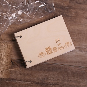 Cadeauboekje met houten kaft - tijd in plaats van spullen - met 40 zelf te ontwerpen cadeaubonnenboekje cadeau-idee
