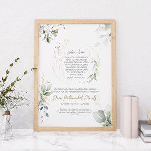 PATENBRIEF MANOS personalizado como regalo de bautizo, padrinos, madrina, padrino, poster, ahijado, certificado de bautizo