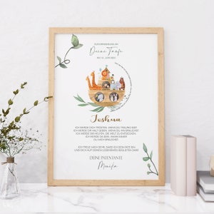 PATENBRIEF ARCHE personalizado como regalo de bautismo, padrinos, madrina, padrino, poster, ahijado, certificado de bautismo