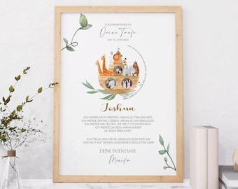 LIST CHRZESTNY ARCHE spersonalizowany jako prezent na chrzest, rodzice chrzestni, matka chrzestna, ojciec chrzestny, plakat, chrześniak, list do chrztu