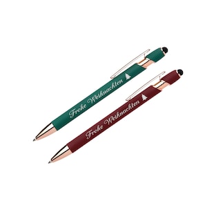 Kugelschreiber Frohe Weihnachten | Soft Touch Roségold Stift