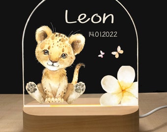 Nachtlicht personalisiert Safari | Babygeschenk Geburt | Nachtlicht Baby | Regenbogen Nachtlampe | Geburt Geschenk, Baby