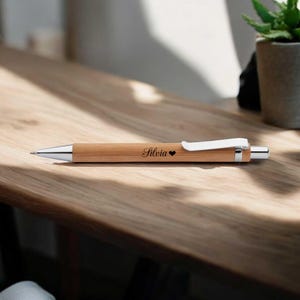 Bolígrafo personalizado con grabado | Bolígrafo de bambú | como regalo para empleados, regalo de Papá Noel secreto, para Navidad o Papá Noel