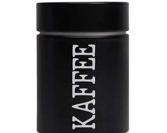 Teedose schwarz mit Wunsch-Gravur Motiv 01 Kaffeedose Gewürzdose zur Aufbewahrung Vorrats-Dose mit Deckel personalisiert 11x7,5cm