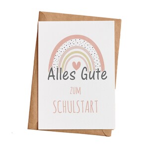 Kaart voor schoolinschrijving voor kinderen, tenslotte schoolkind, jongen meisje, DIN A6 kaart met natuurlijke envelop