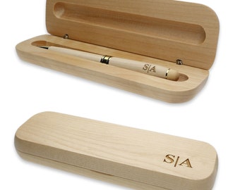 Wooden ballpoint pen with engraving personalized with initials name engraving pen engraved