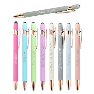 Personalized ballpoint pen Pastel with engraving | Soft Touch rose gold pen