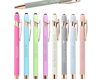 Personalized Pastel Ballpoint Pen with Engraving | Soft Touch Rose Gold Pen