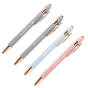 Personalisierter Kugelschreiber Pastel mit Gravur | Soft Touch Roségold Stift