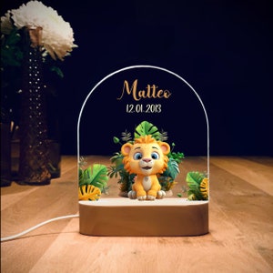 Night light personalized jungle lion | Baby gift birth | Night light baby | Rainbow night lamp | Birth gift, baby