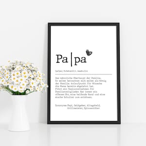 Poster PAPA |Danke sagen| Vatertag | Geschenk | Definition | Schwangerschaft | Geburtstag | Kunstdruck | Bester Papa | vatertagsgeschenk