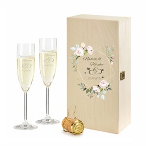 2 Leonardo Sektgläser in Geschenkbox mit Gravur des Namens zur Hochzeit Motiv Lovers Paar Sekt-Glas graviert Geschenkidee