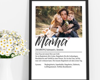 Presente de Dia das Mães | Presente para mãe | Imagem personalizável com foto e nome para Dia das Mães ou aniversário