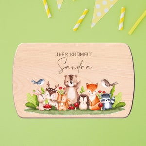 Breakfast board children, FOREST ANIMALS, baby gift, board personalized, birthday gift, wooden board with engraving, breakfast board