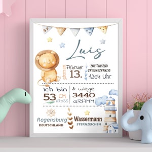 GEBURTSTAFEL Dream | Geburtsdaten Poster | Geburtsposter | Geburtsanzeige | Geburtsbild | personalisiertes Geschenk Geburt