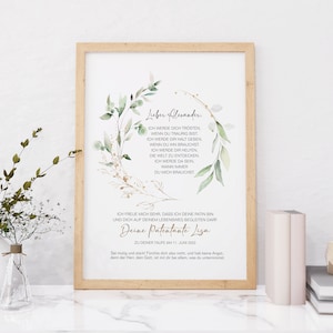 CARTA DE PADRINO Eucalipto Oro personalizada como regalo para bautismo, padrinos, madrina, padrino, cartel, ahijado, carta bautismal,