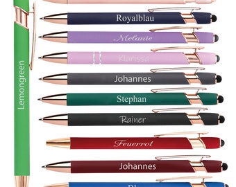 Personalized ballpoint pen with engraving | Soft touch rose gold pen