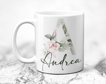 Mug with letter rose | Personalized mug | Mug with name | Mug with desired name | Mug with saying | Mug with desired letter